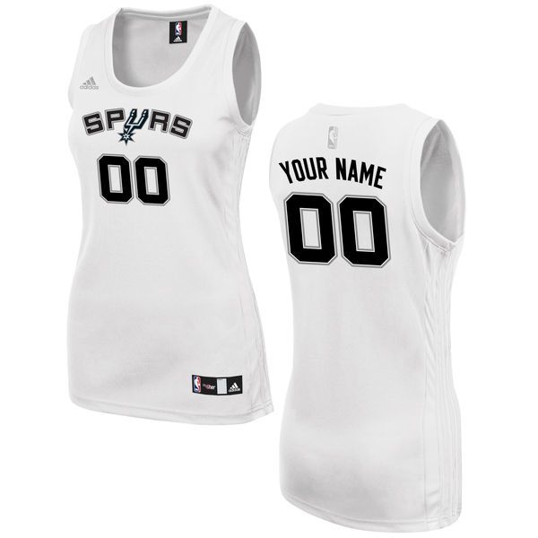 Women San Antonio Spurs Adidas White Custom Fashion NBA Jersey->customized nba jersey->Custom Jersey